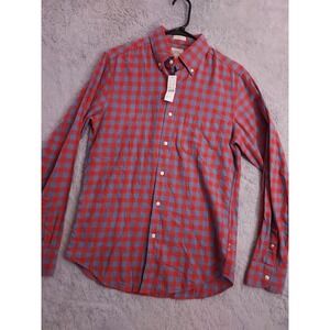 NEW J Crew Shirt Mens Small Cotton Linen Twill Plaid Lightweight Slim Fit Prep S